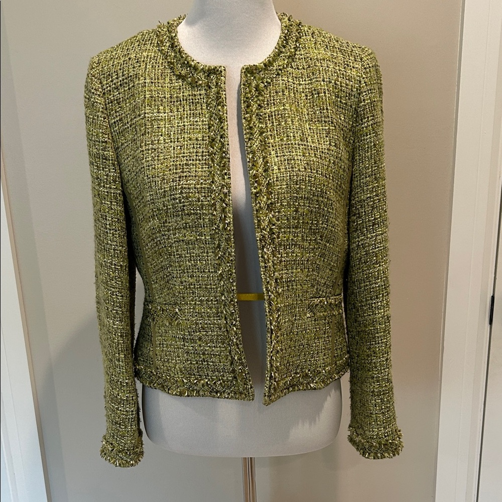 Talbots Green Tweed Blazer - classic lady jacket style.